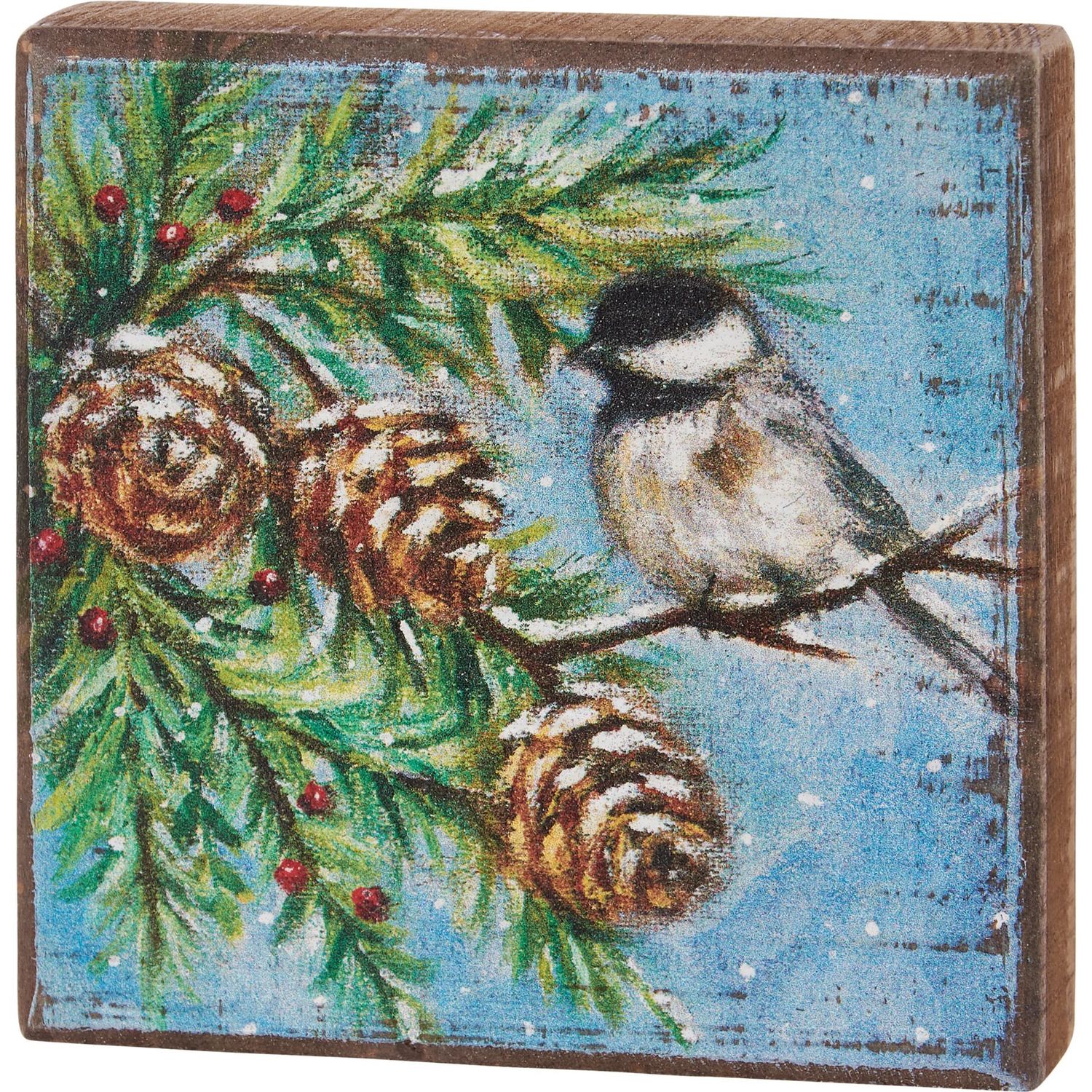 Block Sign - Christmas Chickadee