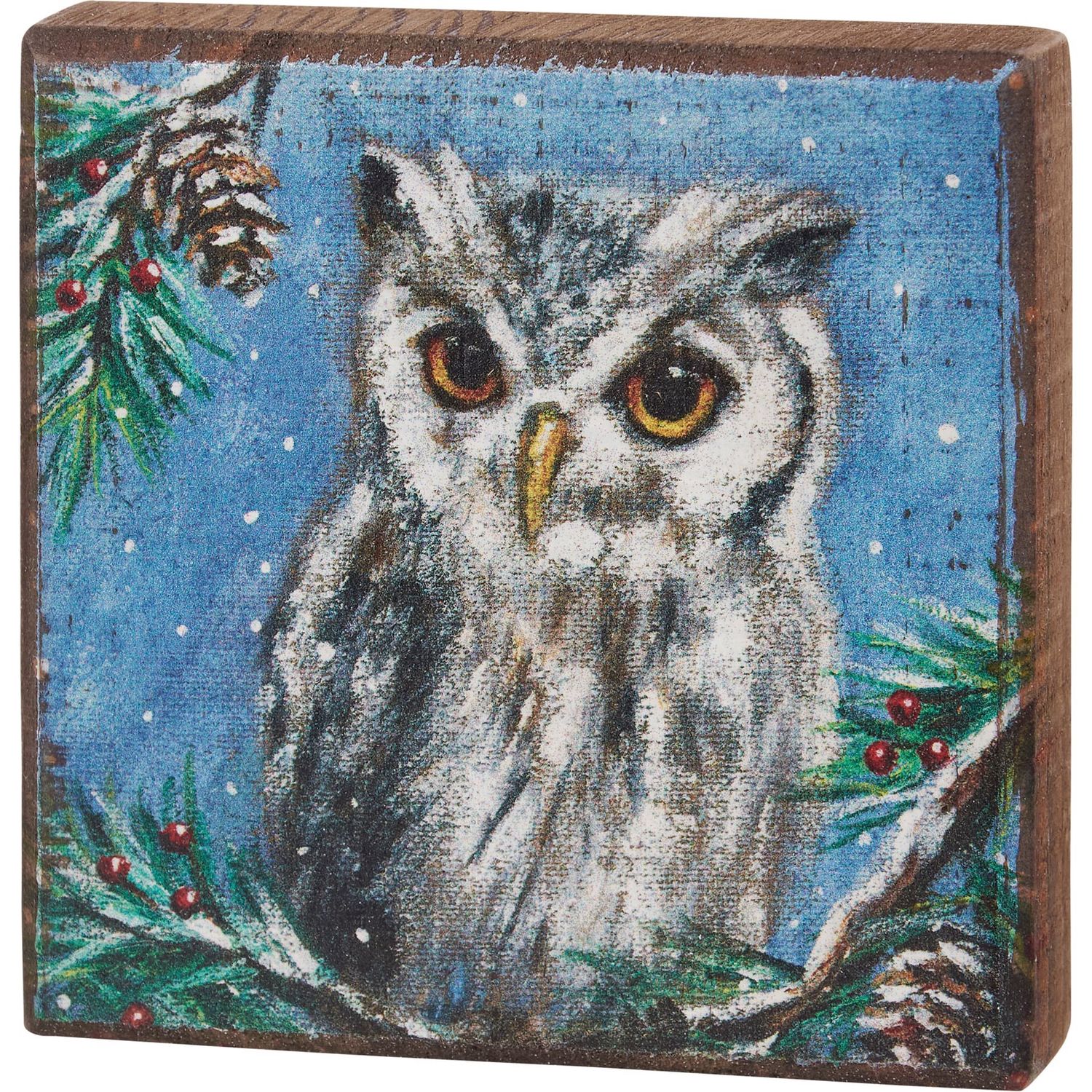 Block Sign - Christmas Owl