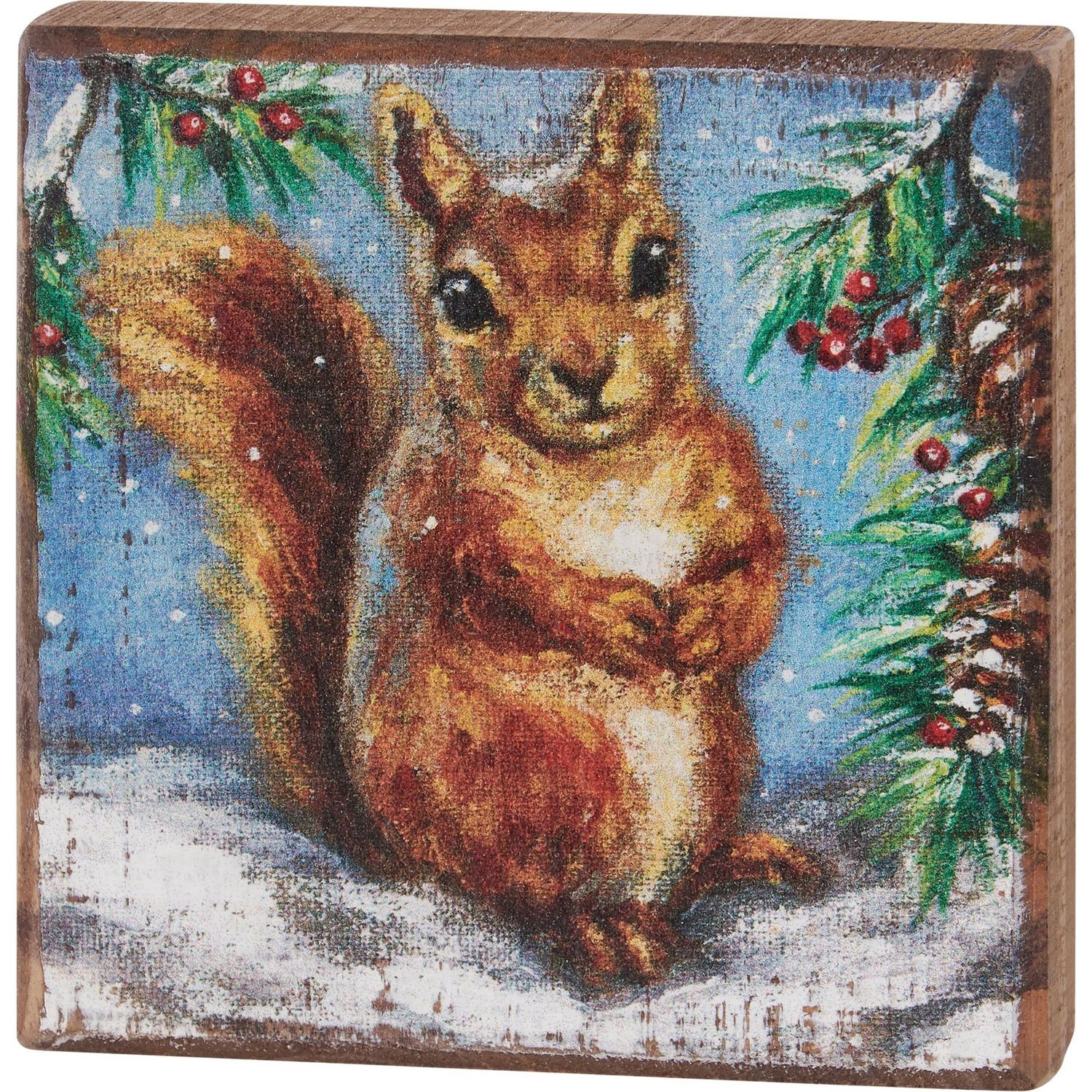 Block Sign - Christmas Squirrel
