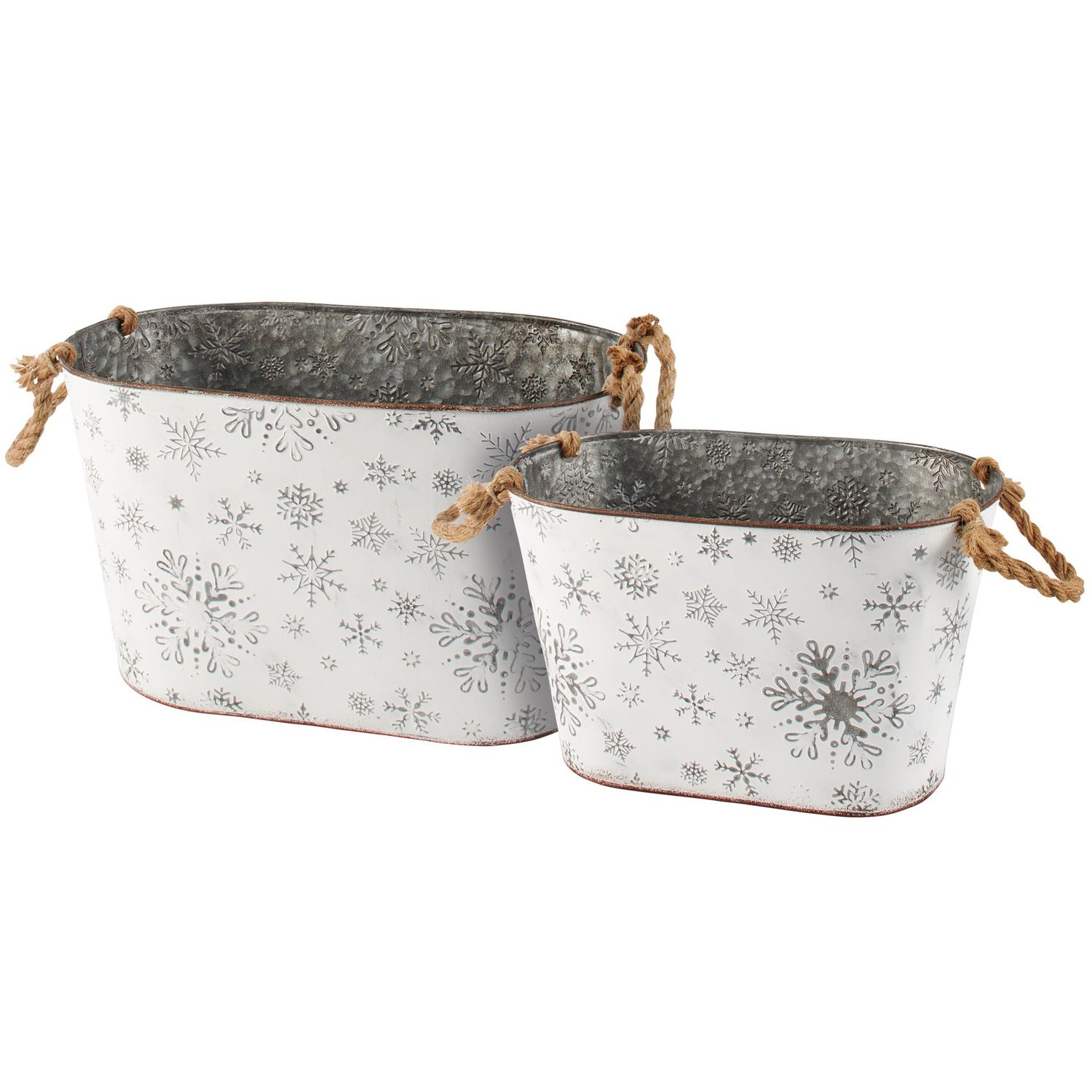 Galvanized Snowflake Bin