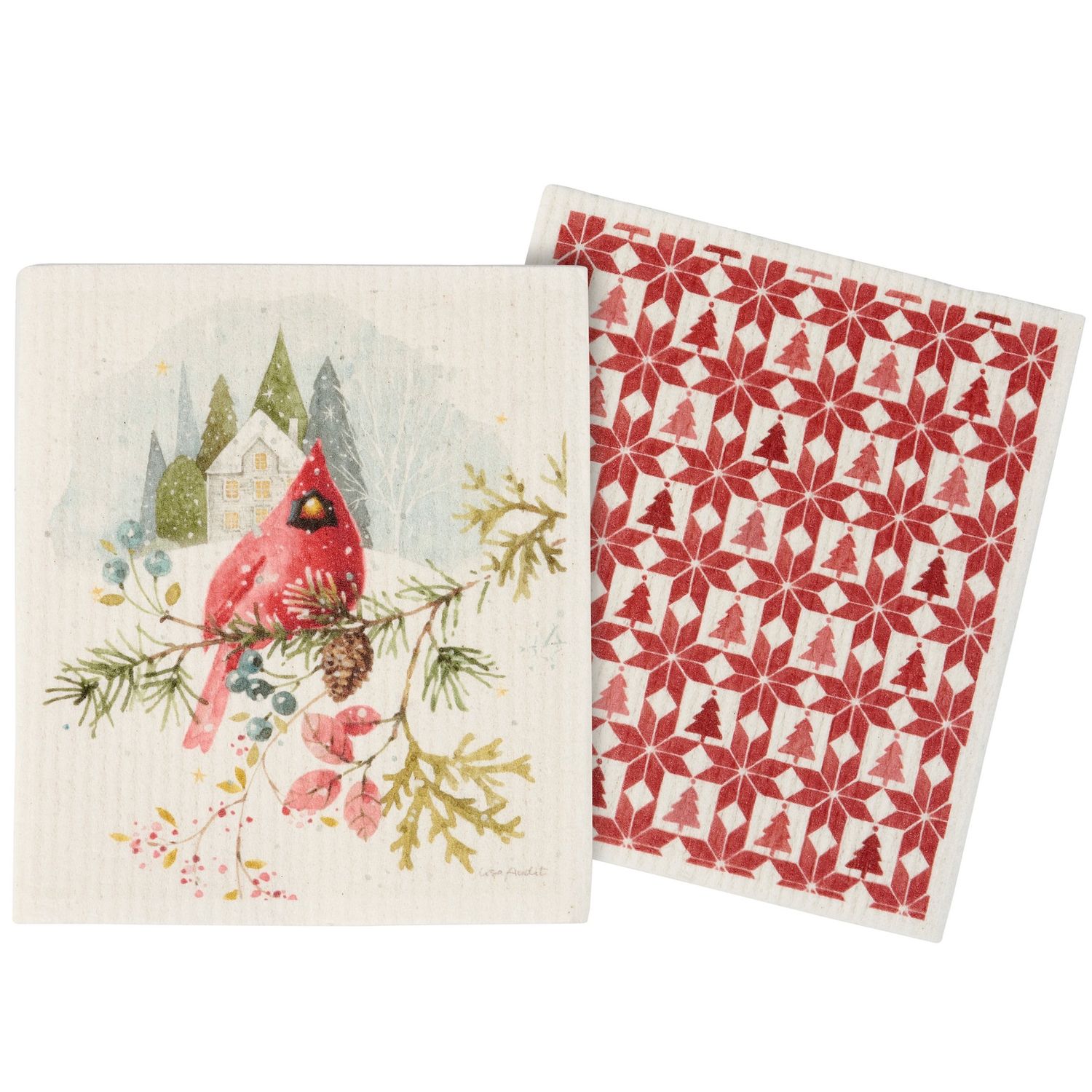 Swedish Dish Cloth Set - Cardinal