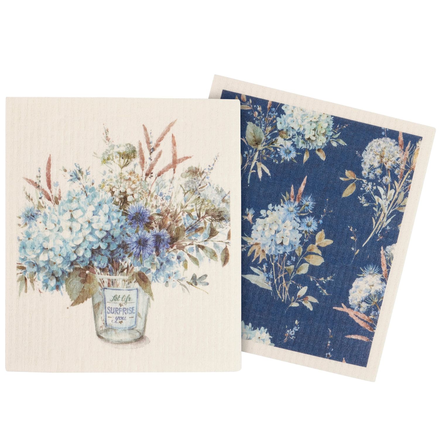 Swedish Dish Cloth Set - Blue Floral
