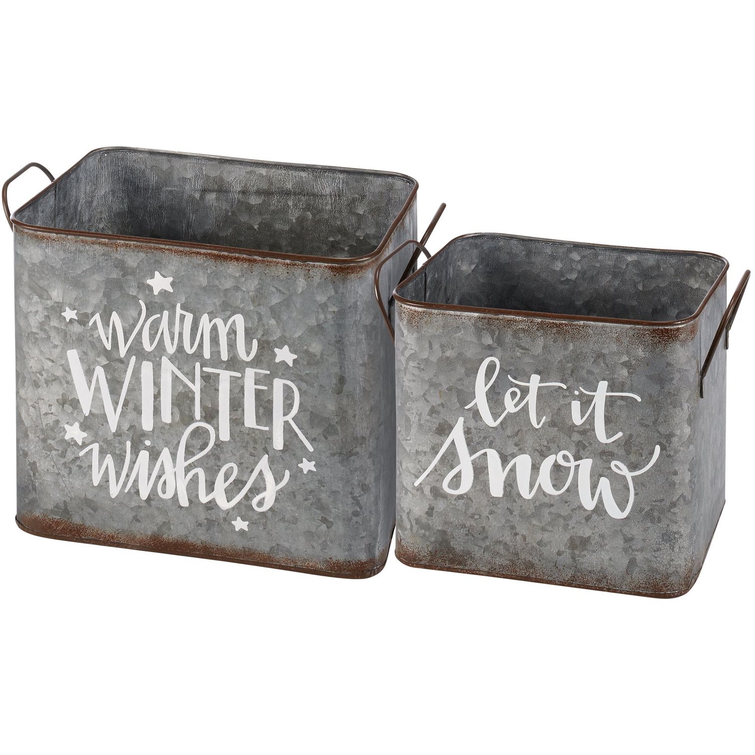 Galvanized Let It Snow Bin - Small
