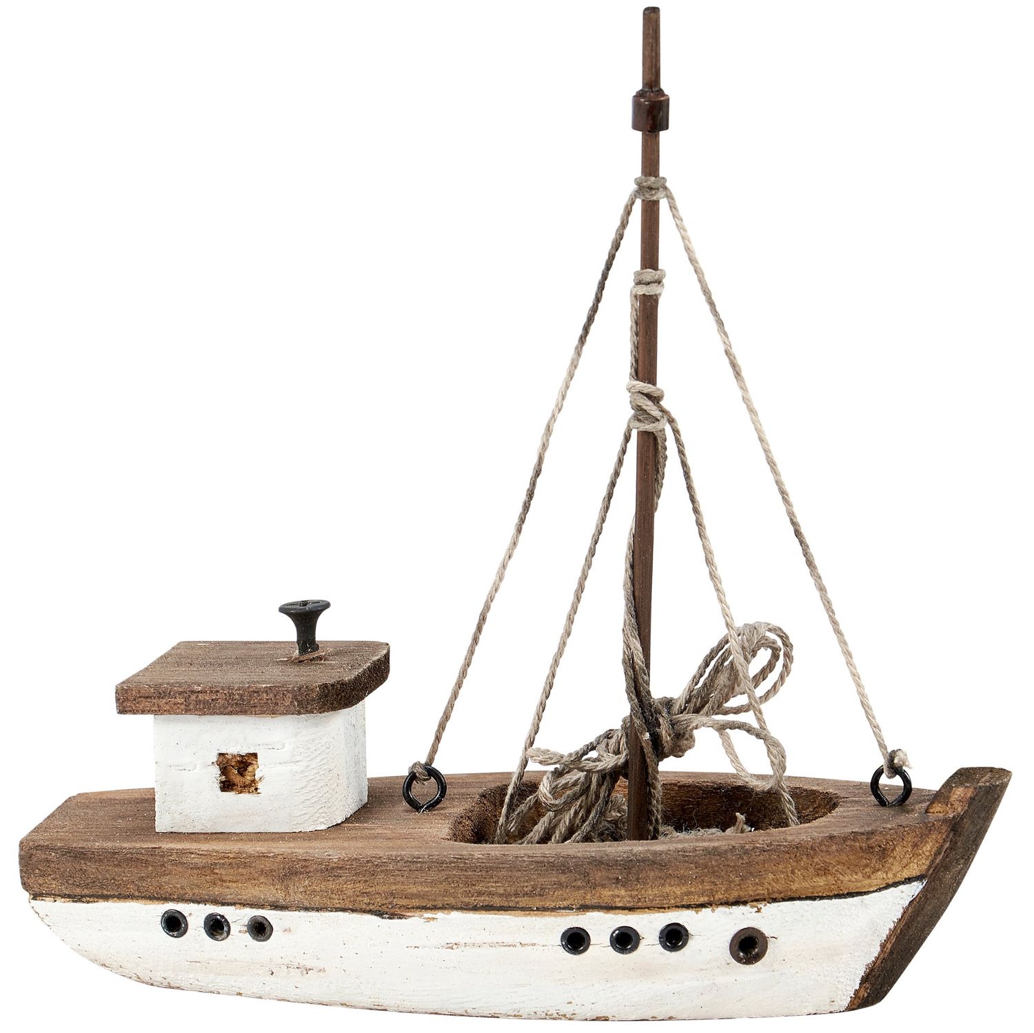 Fishing Boat Sitter - White - 6" X 6"