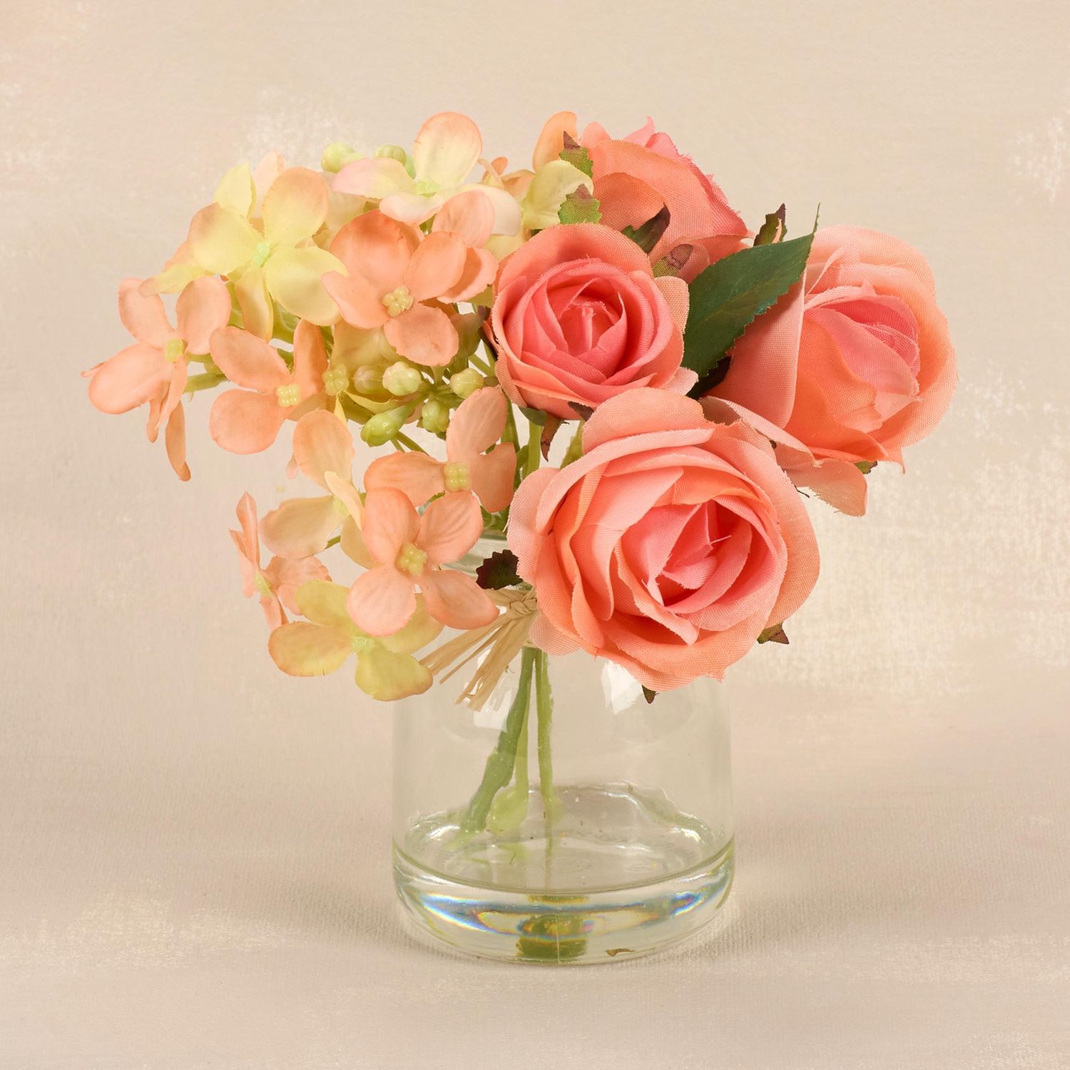 Peach Roses Vase - 6" X 6"