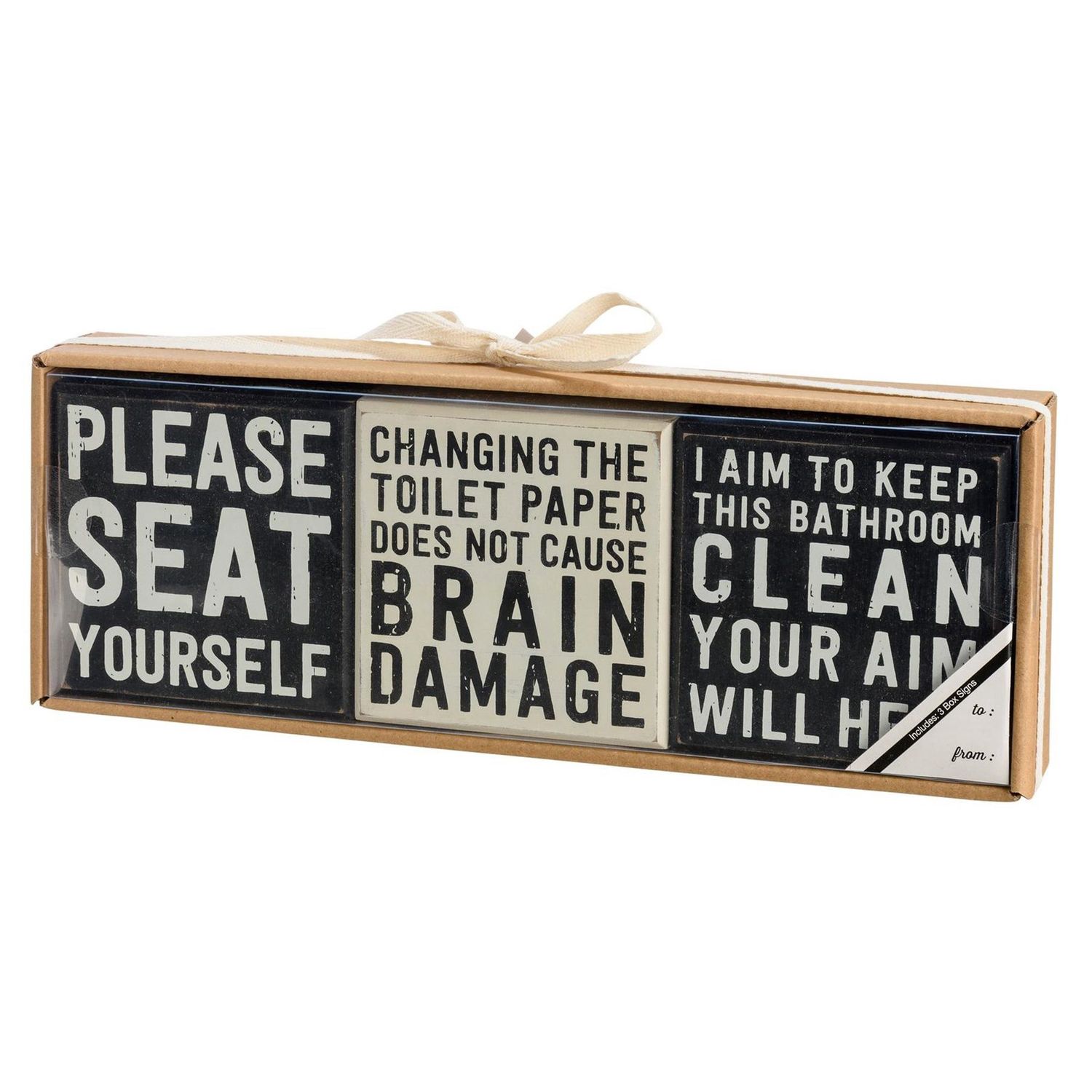 Box Sign Bathroom - 3 Assorted