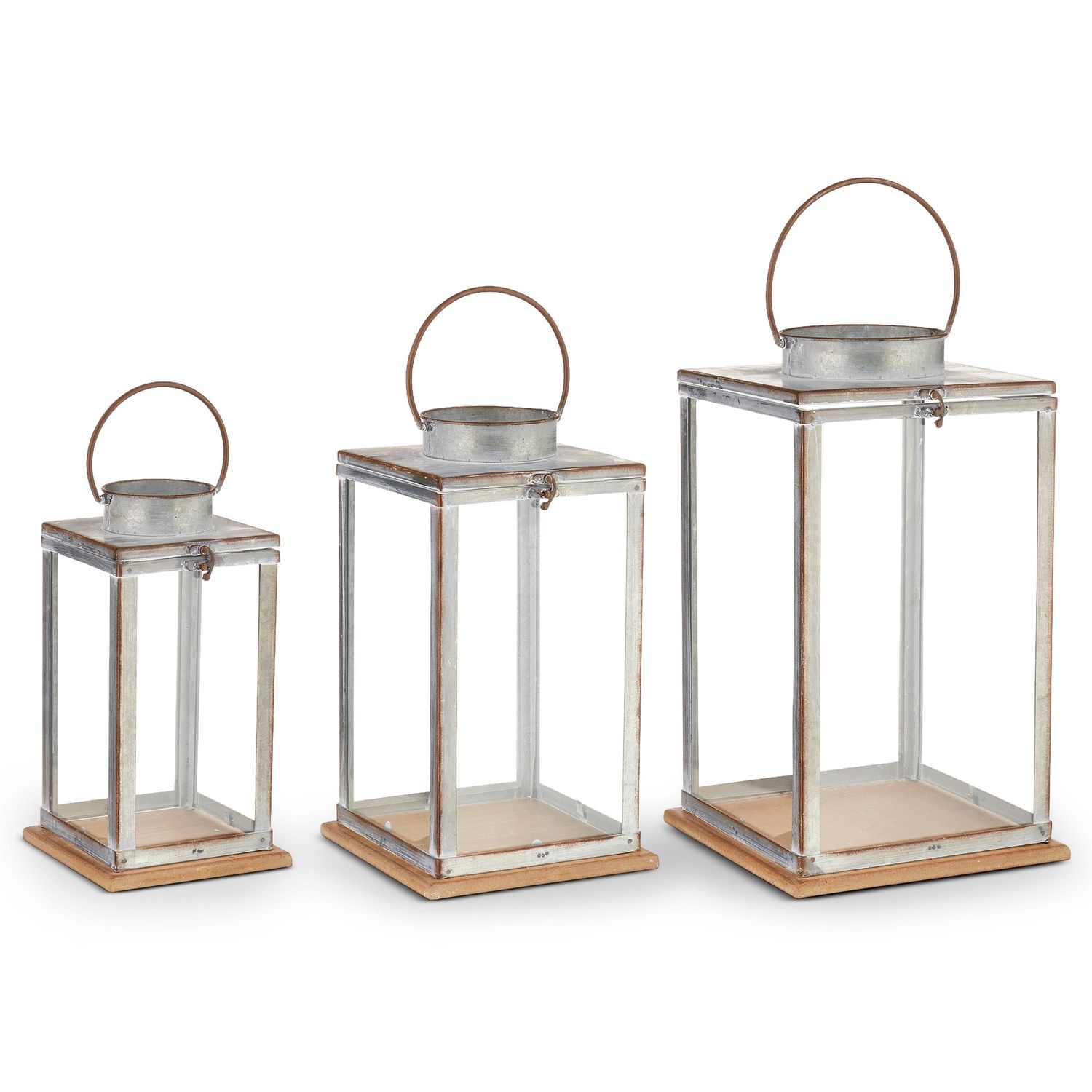 Galvanized Glass Lantern - Large