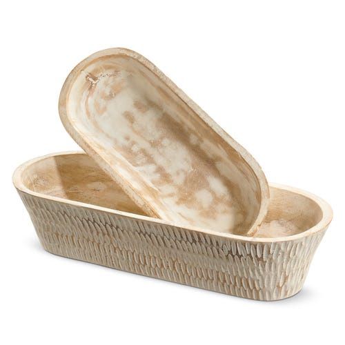 Whitewash Oval Bowl - 11.75" - Small
