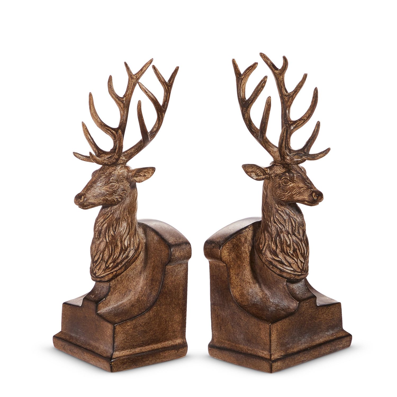 Antique Deer Book Ends - Set Of 2
