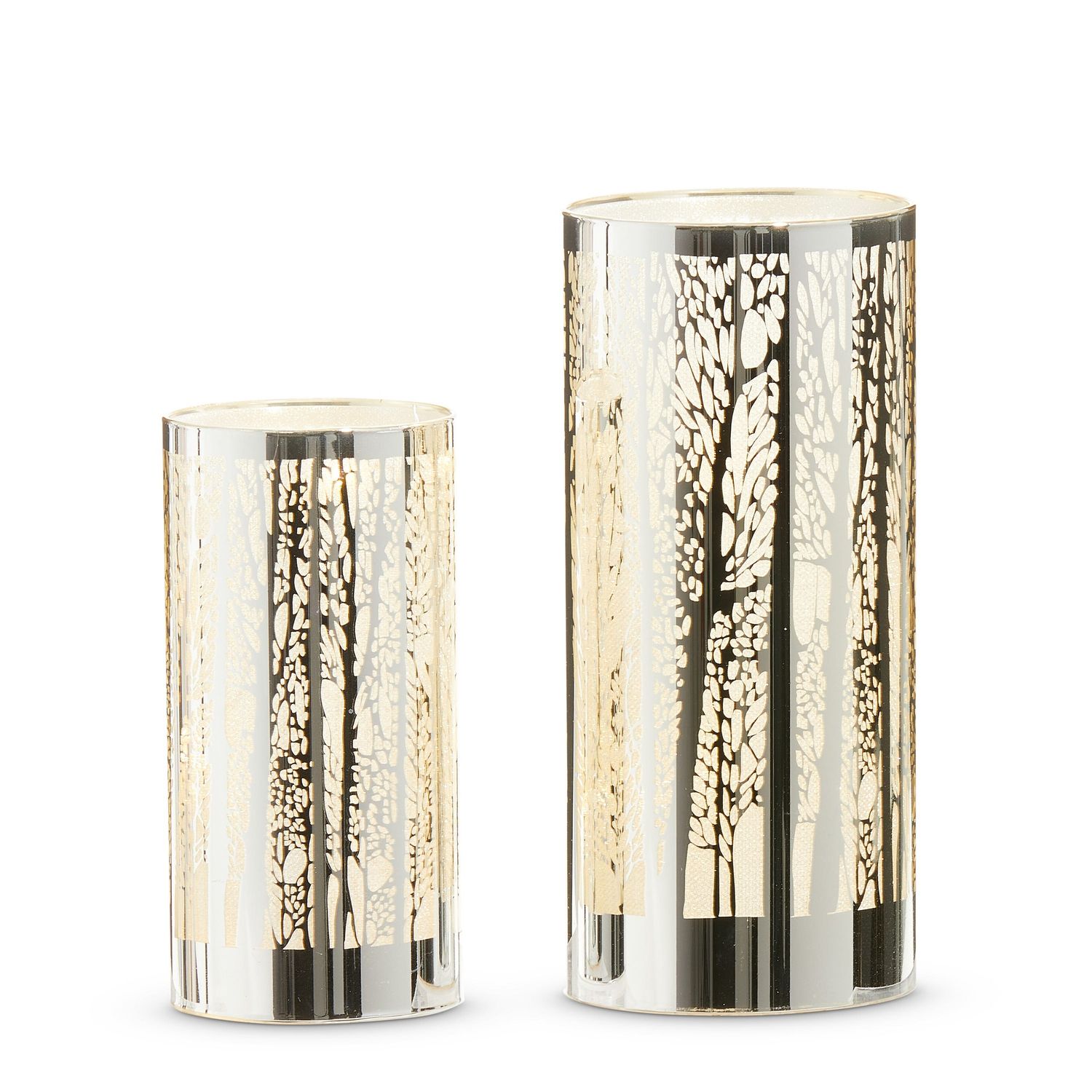 Lantern Lit White Winter Trees - Large - Silver
