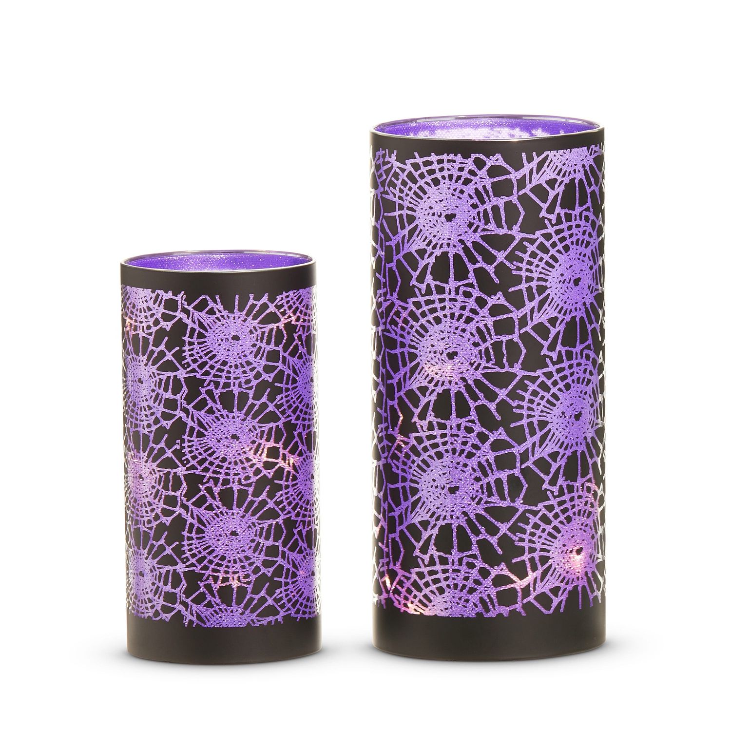 Lantern Lit Crackled Cobweb - Large - Purple