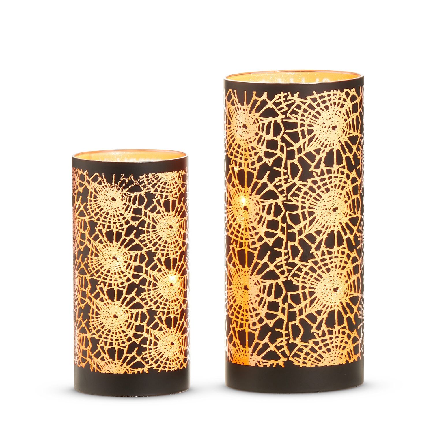 Lantern Black Crackled Cobweb - Small - Orange