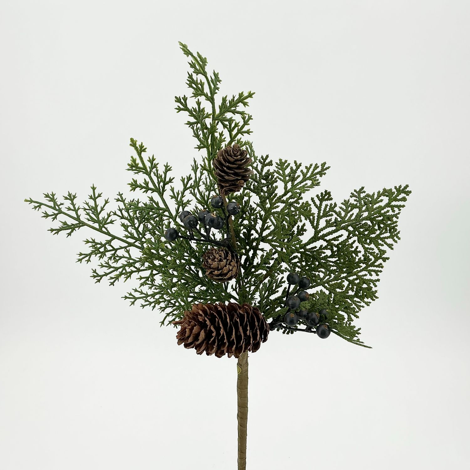 Iced Greenery &amp; Pinecone Pick - 14.75"