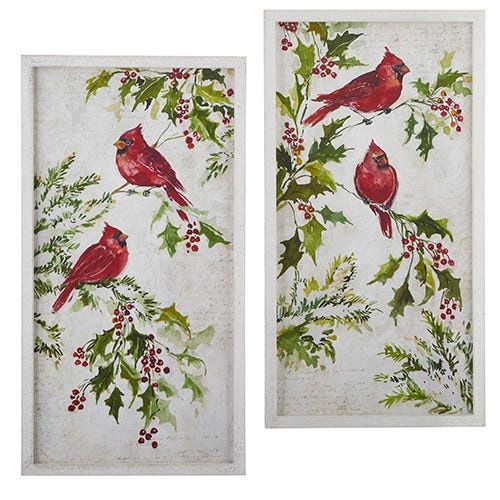 Cardinals on Branch Wall Art - 2 Ast
