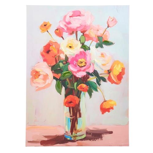 Medium Orange Floral Wall Art - 22"