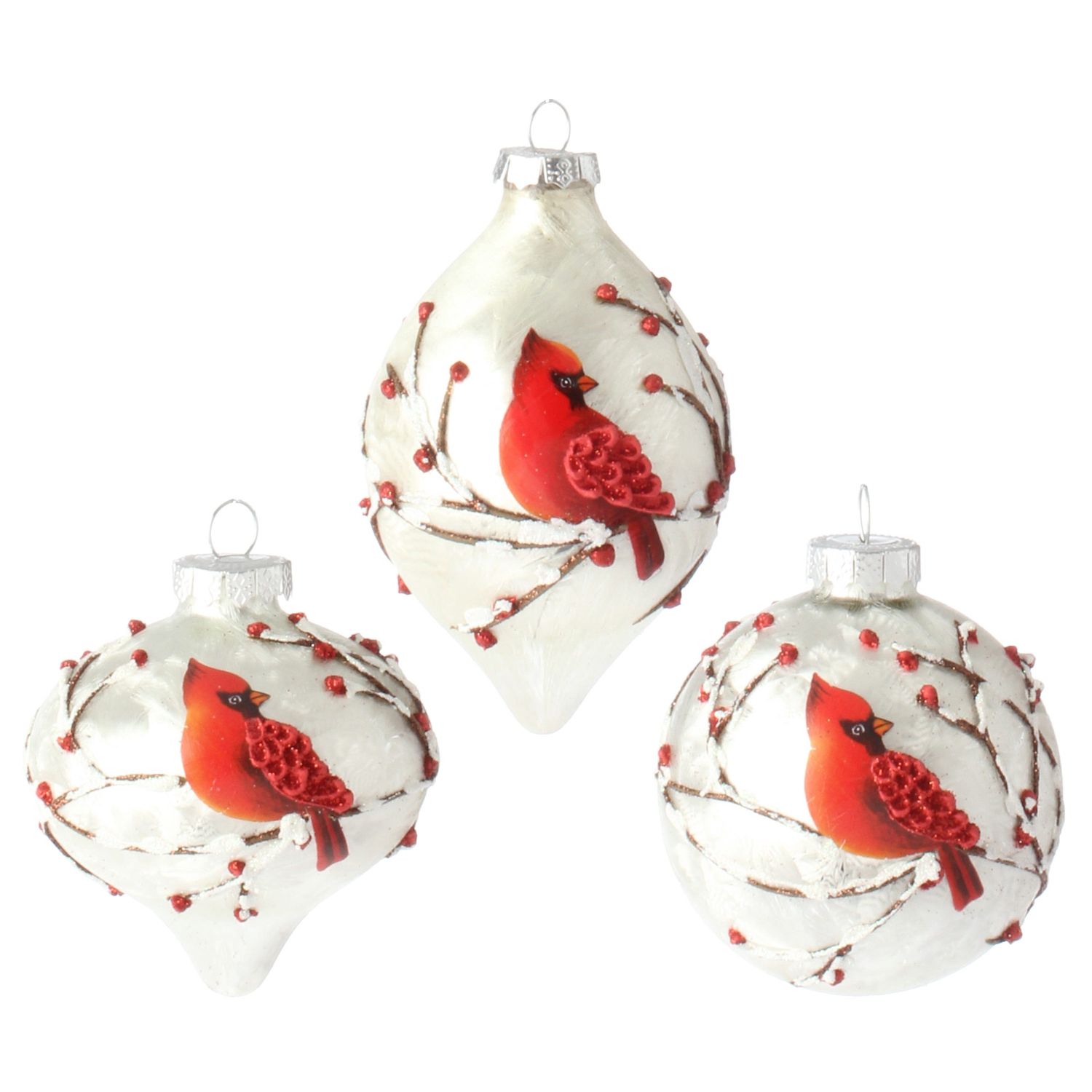 Glass Cardinal Orn - 3" - 3 Styles