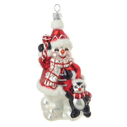 Snowman &amp; Penguin Ornament - 6"