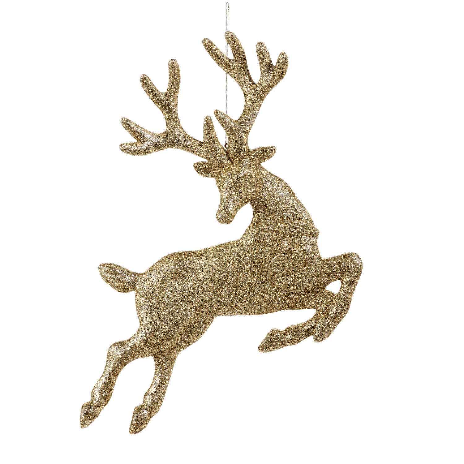 Glitter Leaping Deer Ornament - 17.5" - Champagne