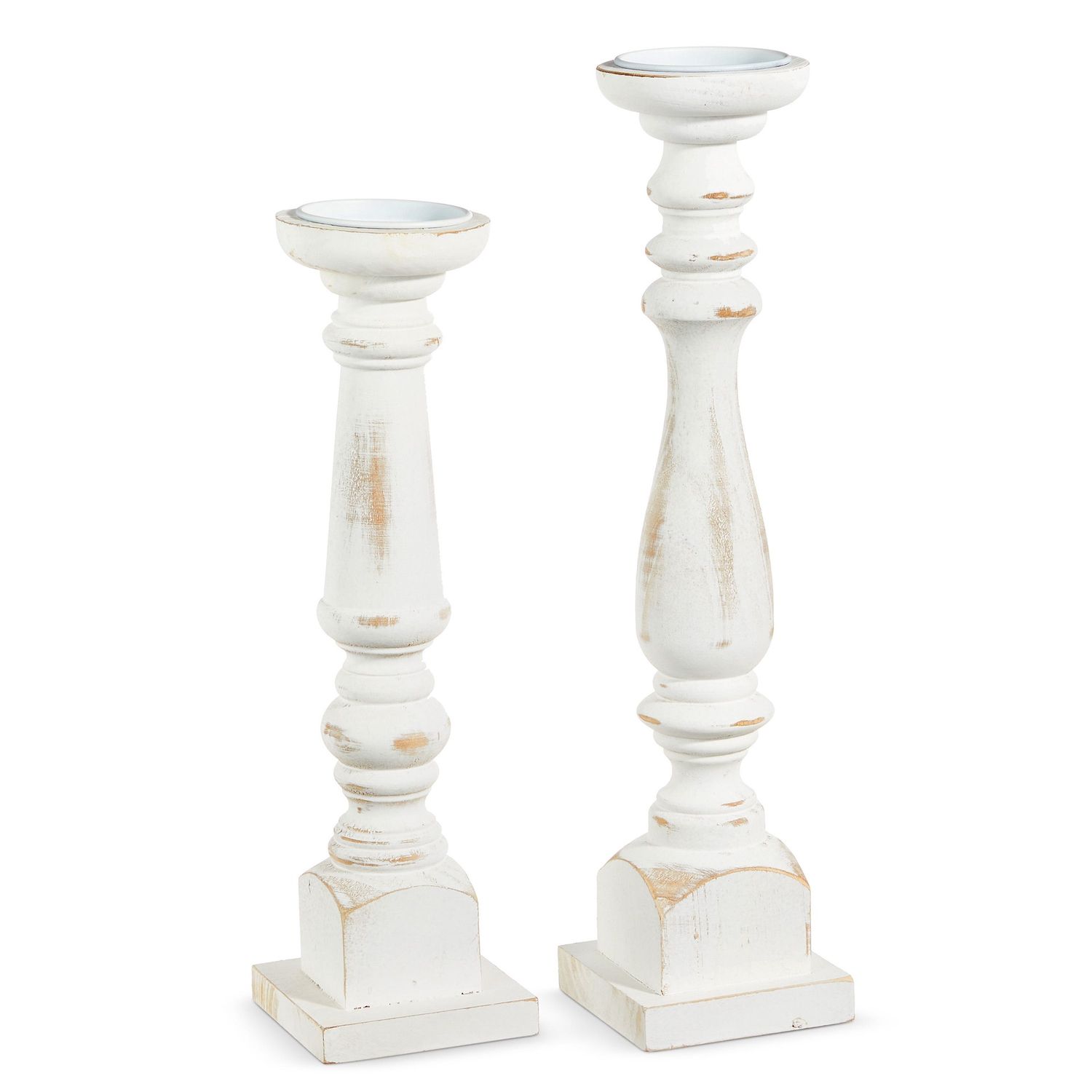 Distressed White Candle Holder - Small - 17"
