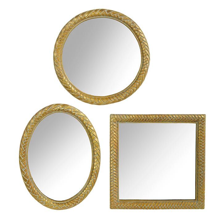 Mirror 10" Gold Woven Edge - 3 Assorted