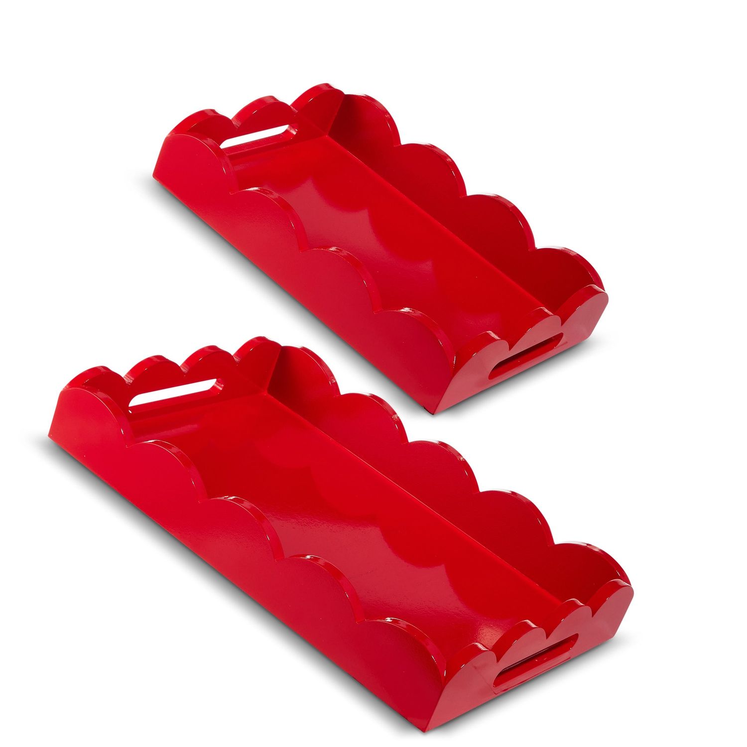 Red Scalloped Tray - Small - 14" X 10"
