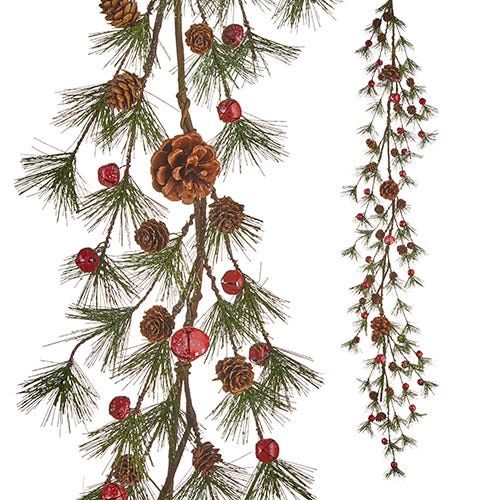Iced Pine &amp; Bell Garland - 5'
