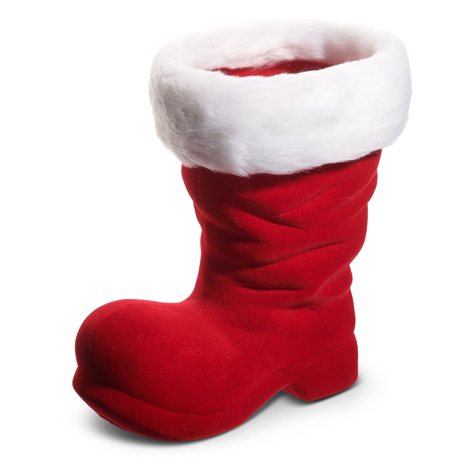 Red Flocked Boot Container - 11"