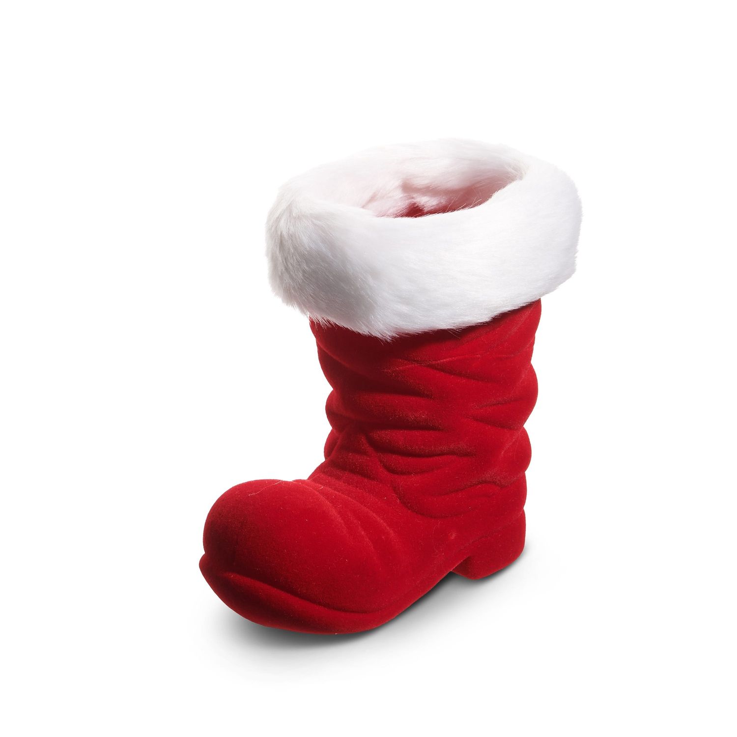Red Flocked Boot Container - 8"