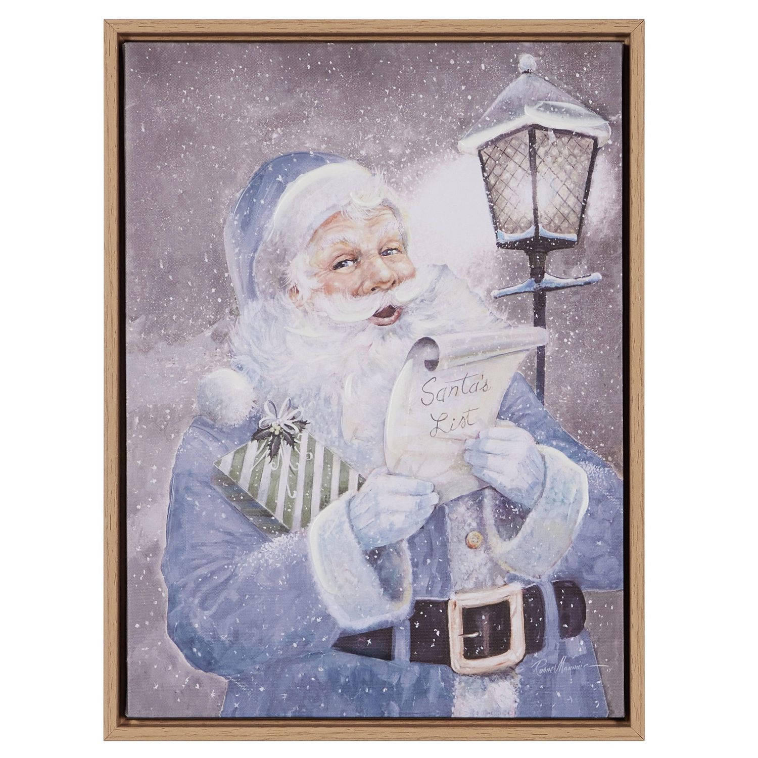 He's Checking It Twice Framed Wall Art - 16" - Blue