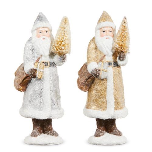 Glitter Santa With Tree - 8.5"  2 Asst
