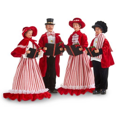 Red &amp; White Stripe Carolers - 17.75"