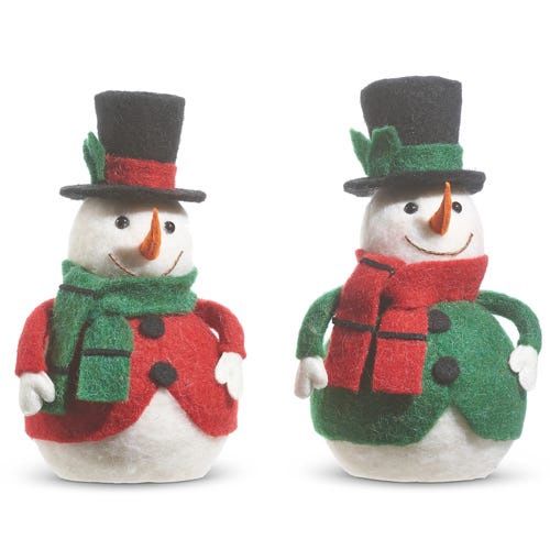 Snowman With Top Hat - 12"  2 Asst