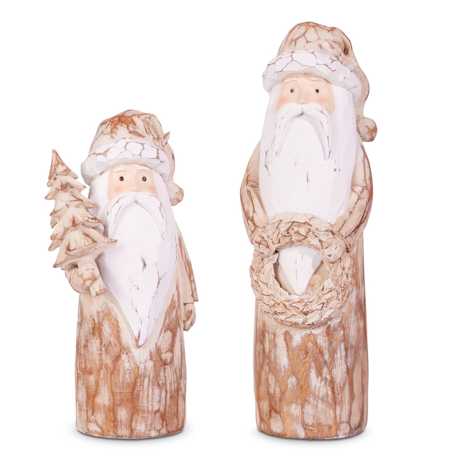 Distressed Carved Santa - Large - 10"