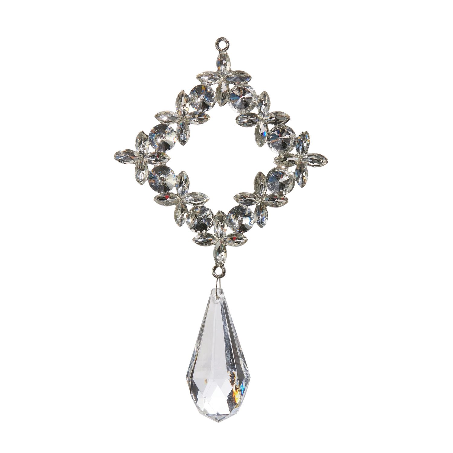 Square Crystal Drop Ornament - 5.25"