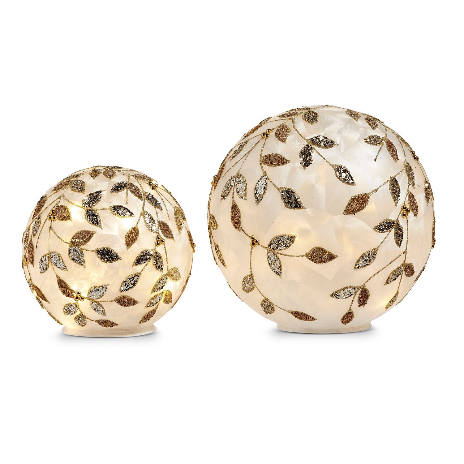 Lit Champagne Leaf Ball - Large