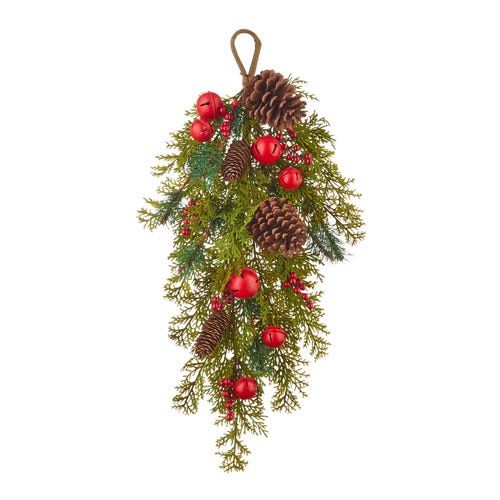 Bell &amp; Pinecone Teardrop Swag - 27"