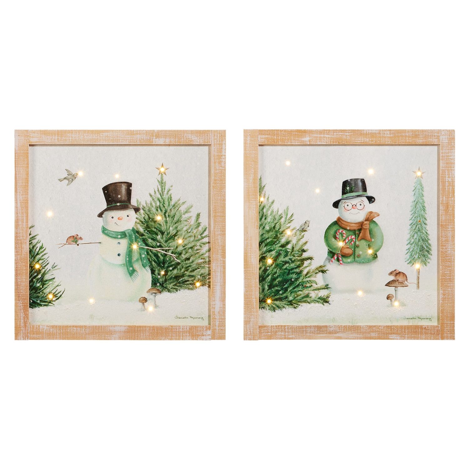Woodland Snowman Lit Print - 14" - 2 Styles