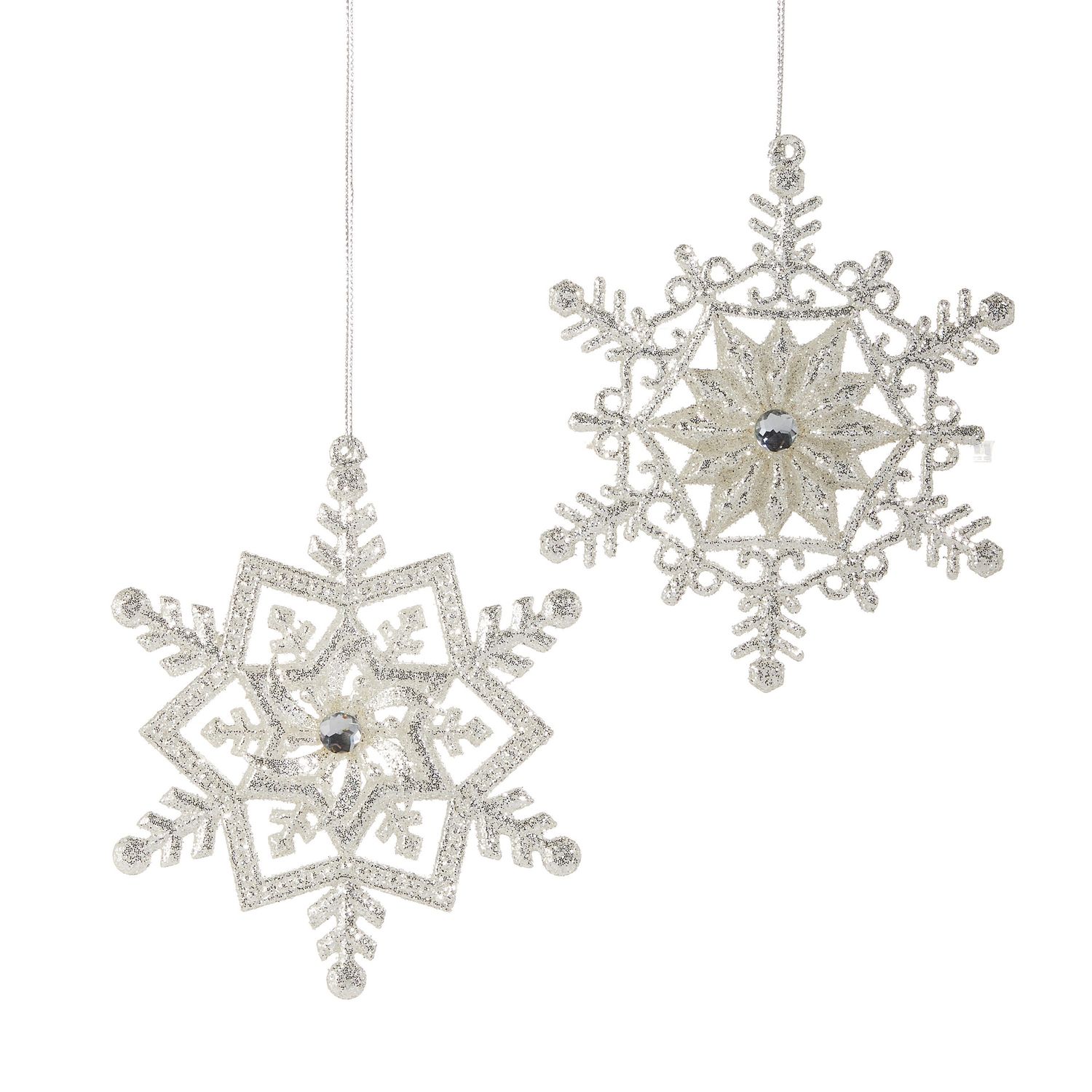 Silver Snowflake Ornament - 5" - 2 Styles