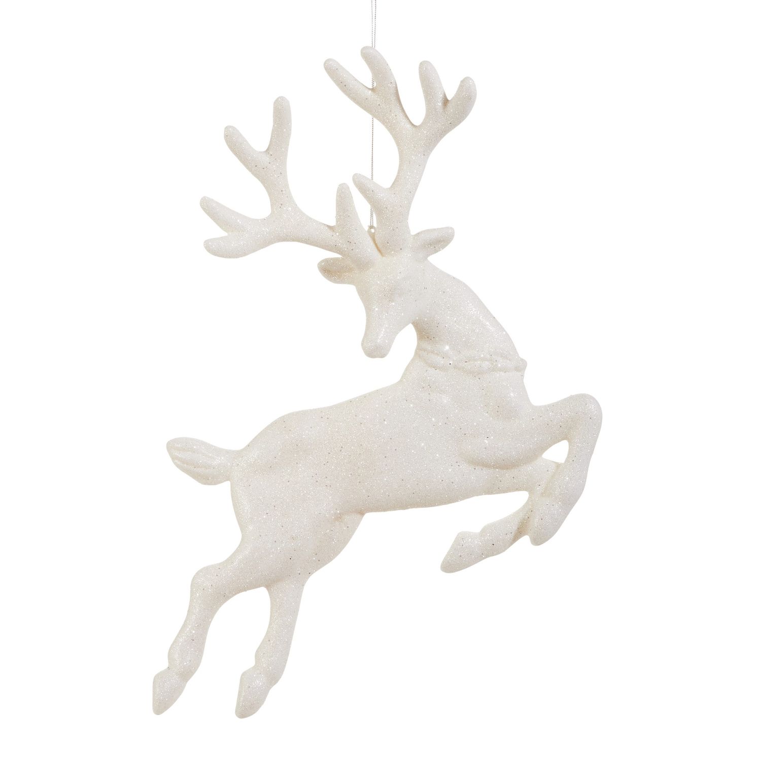 Glitter Leaping Deer Ornament - 17.5" - White