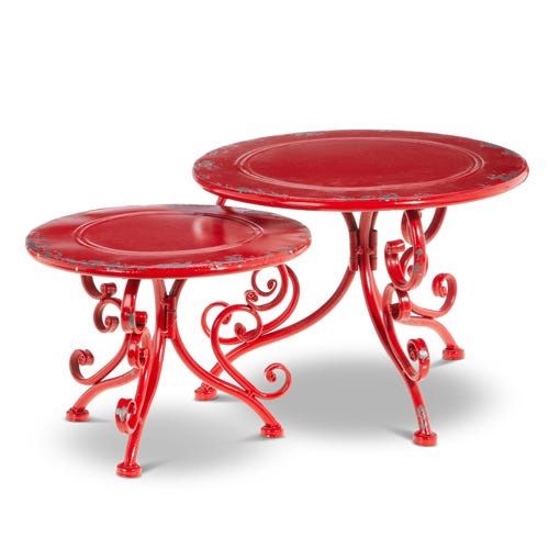 Red Distressed Riser - 12"D X 8.5"H Large