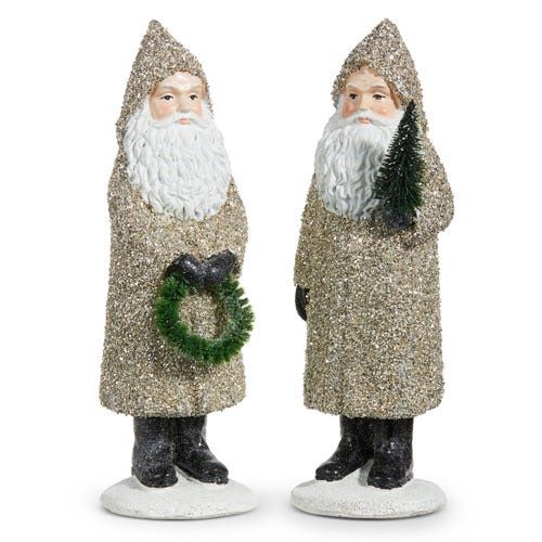 Glittered Santa - 9"  2 Asst
