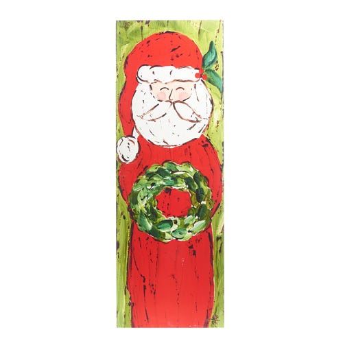 Santa With Wreath Porch Sign - 42.25"