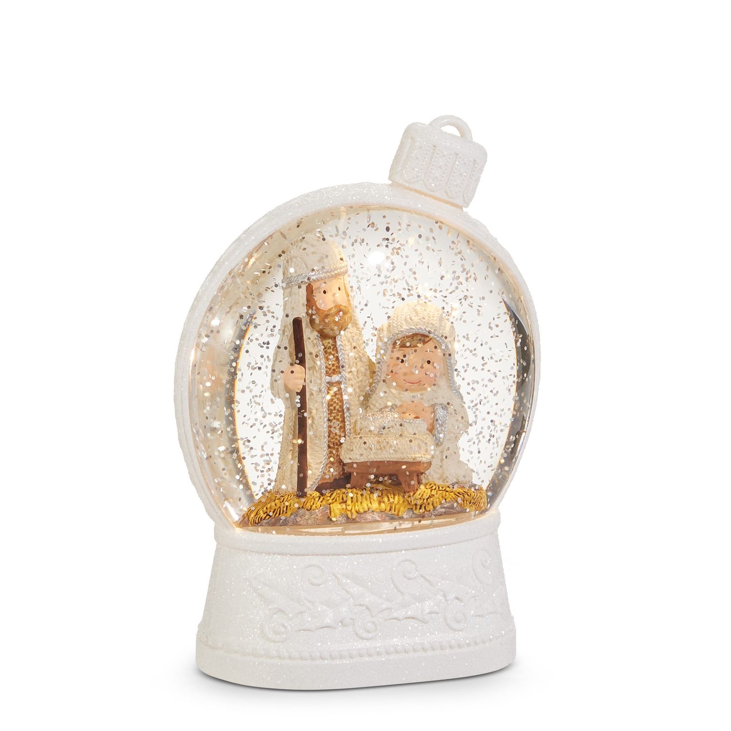 Water Lantern6.75" Knit Holy Family Ornament - Requires 2 AA Batteries, USB Cord, 6 Hr Timer, Non-Musical