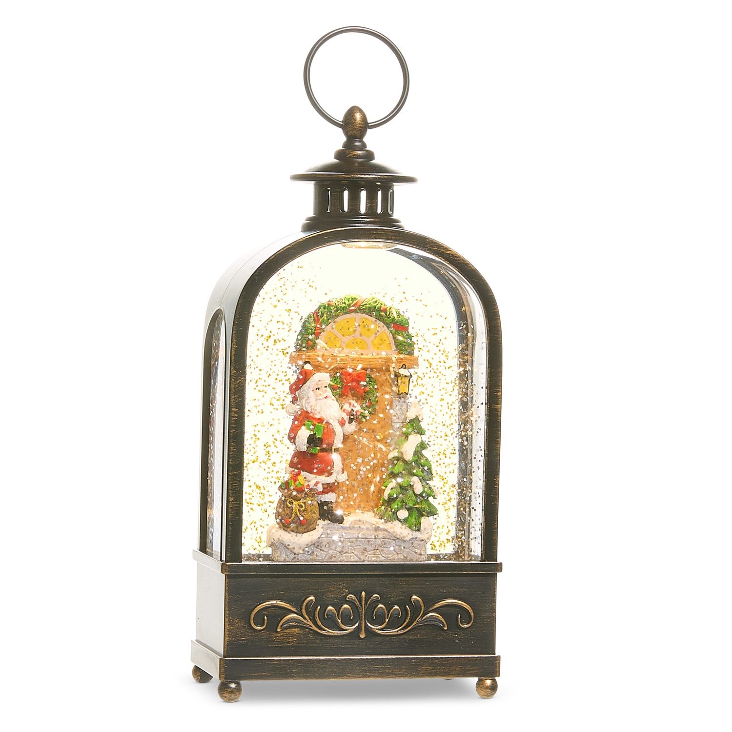 Water Lantern 9" Santa Door - 6 Hr Timer - Req 3 AAA, USB Cord Inc, 6 Hr Timer