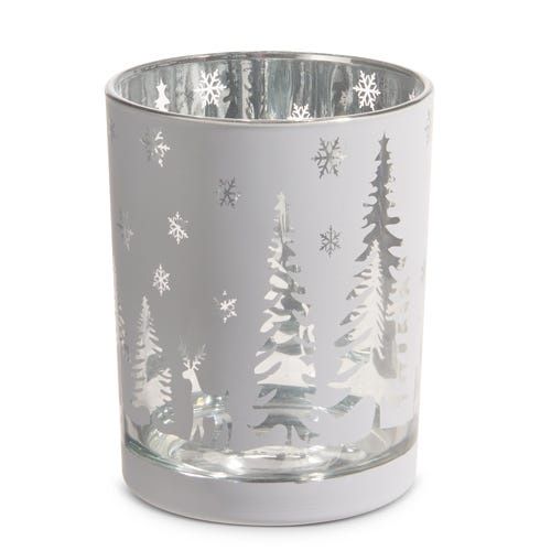 White Woodland Candle Holder - Large - 5"