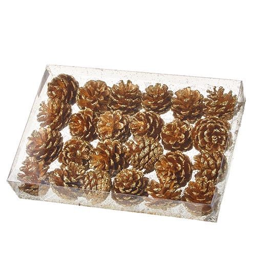 Pinecones Gold Glitter - 2" - Box of 24