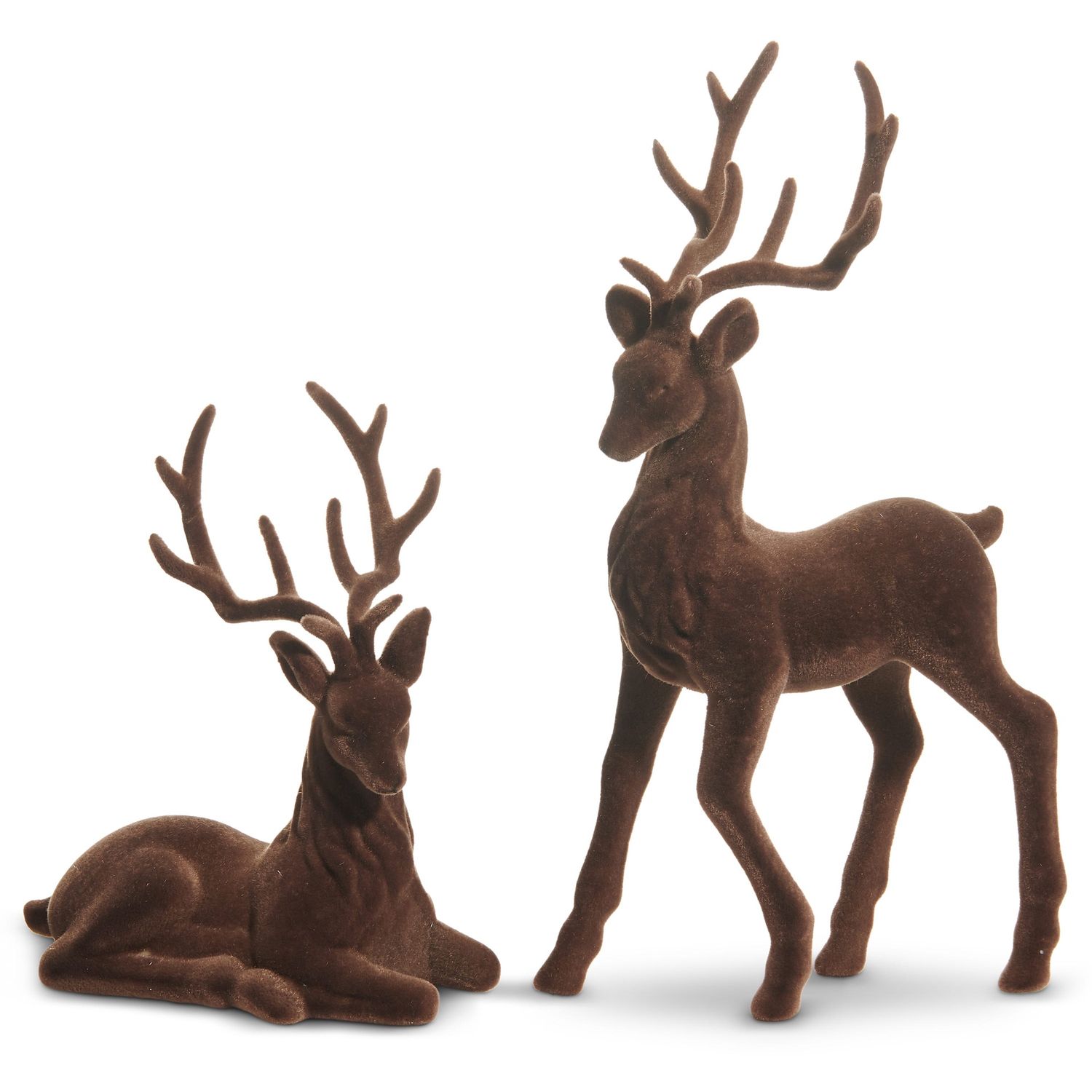 Brown Flocked Deer - 15" - 2 Styles
