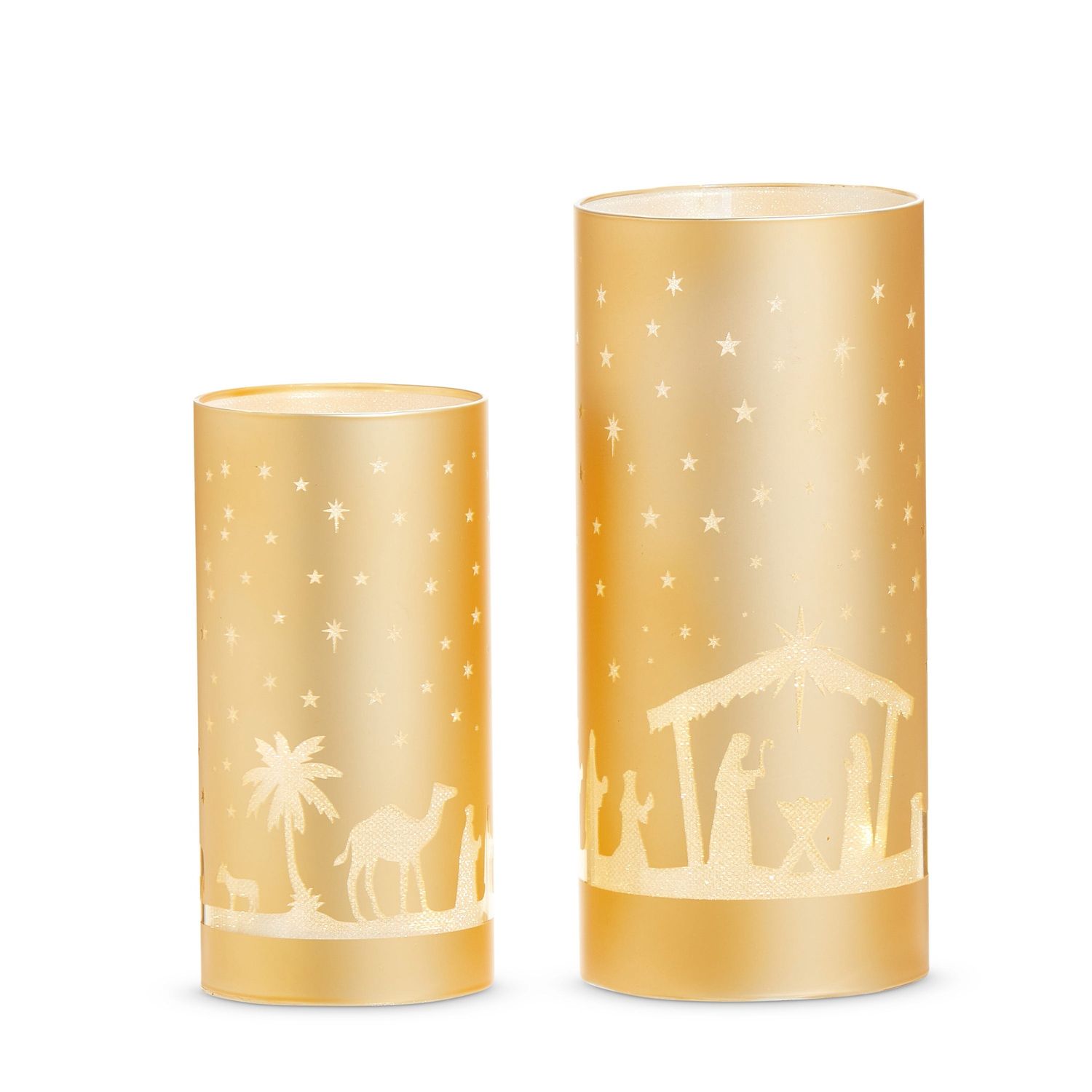 Lantern Nativity Lighted - Large - Gold