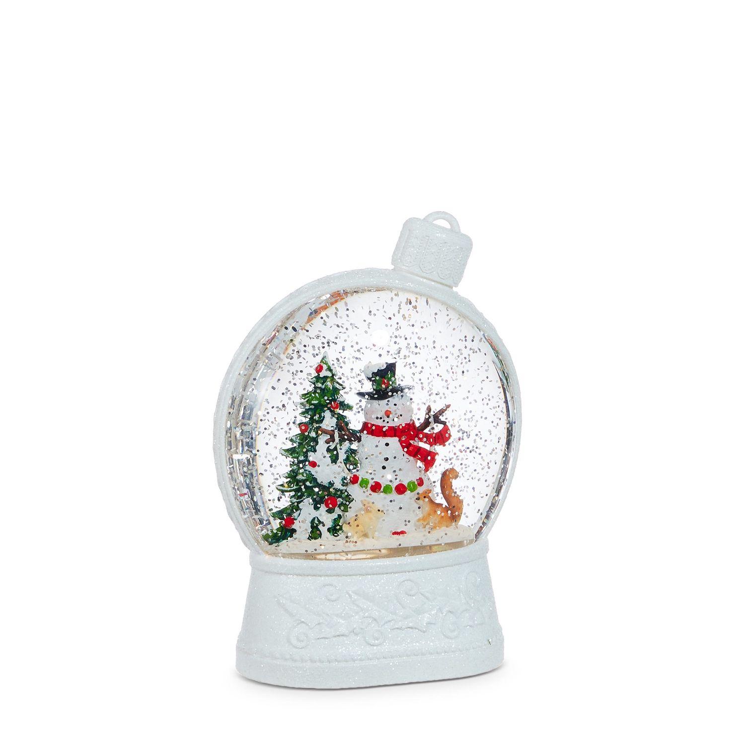 Water Lantern 6.75" Woodland Snowman Ornament - Requires 2 AA Batteries, USB Cord, 6 Hr Timer