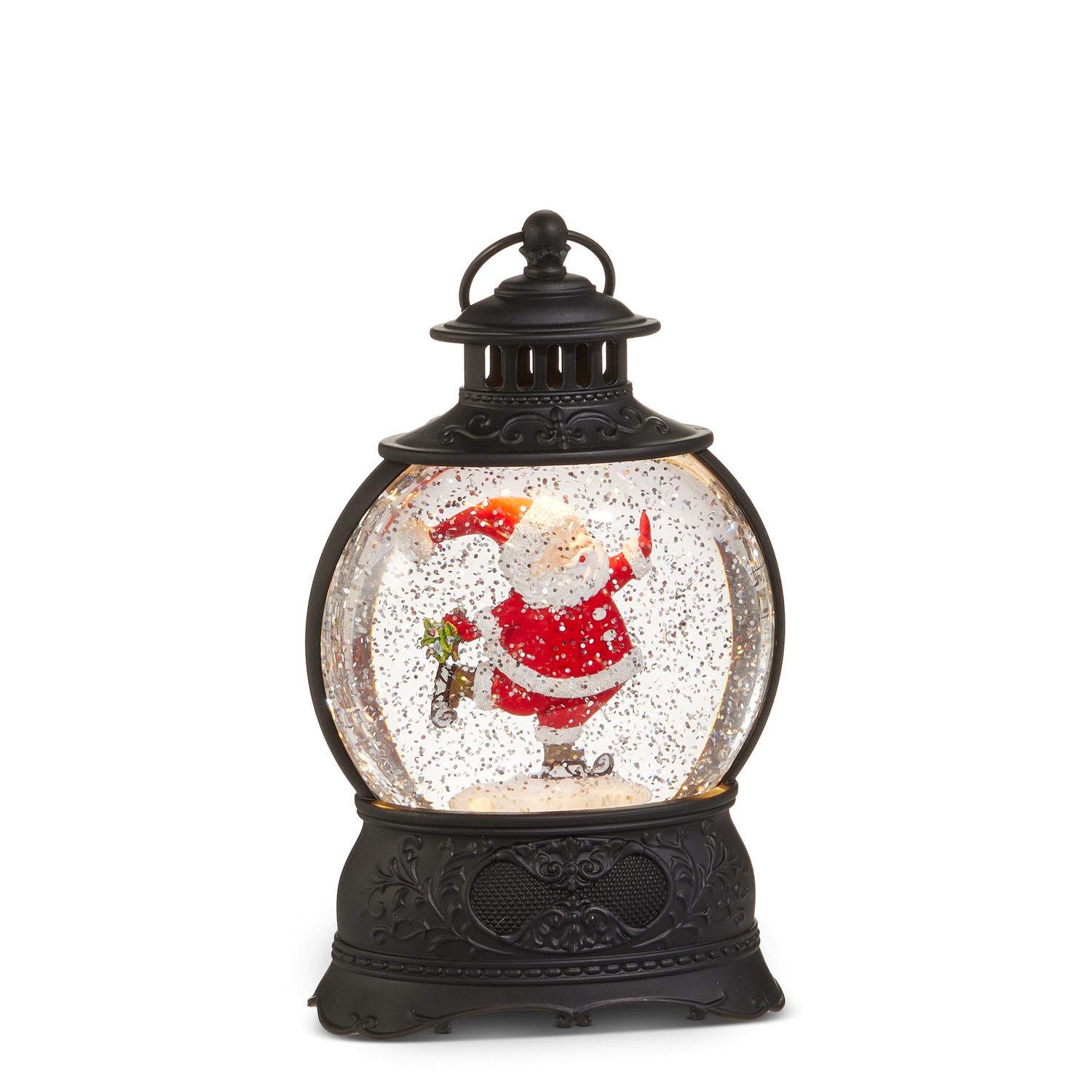 Water Lantern Skating Santa - 6 Hr Timer, Musical - Req 3 AAA, USB Cord, 6 Hr Timer, Musical